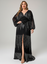 Plus Size Graphic Sequin A-line Prom Dress PRM21107