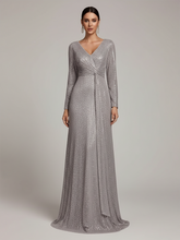 Evelyn Long-Sleeve Sequin Formal Dress