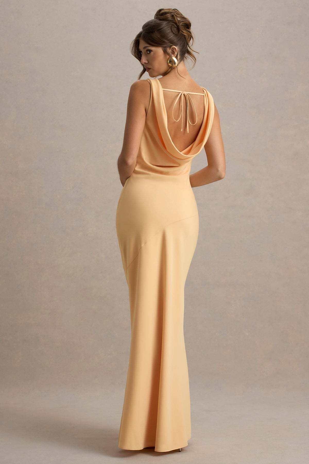 Elegant Cowl Neck Satin Mermaid Formal Evening Dress