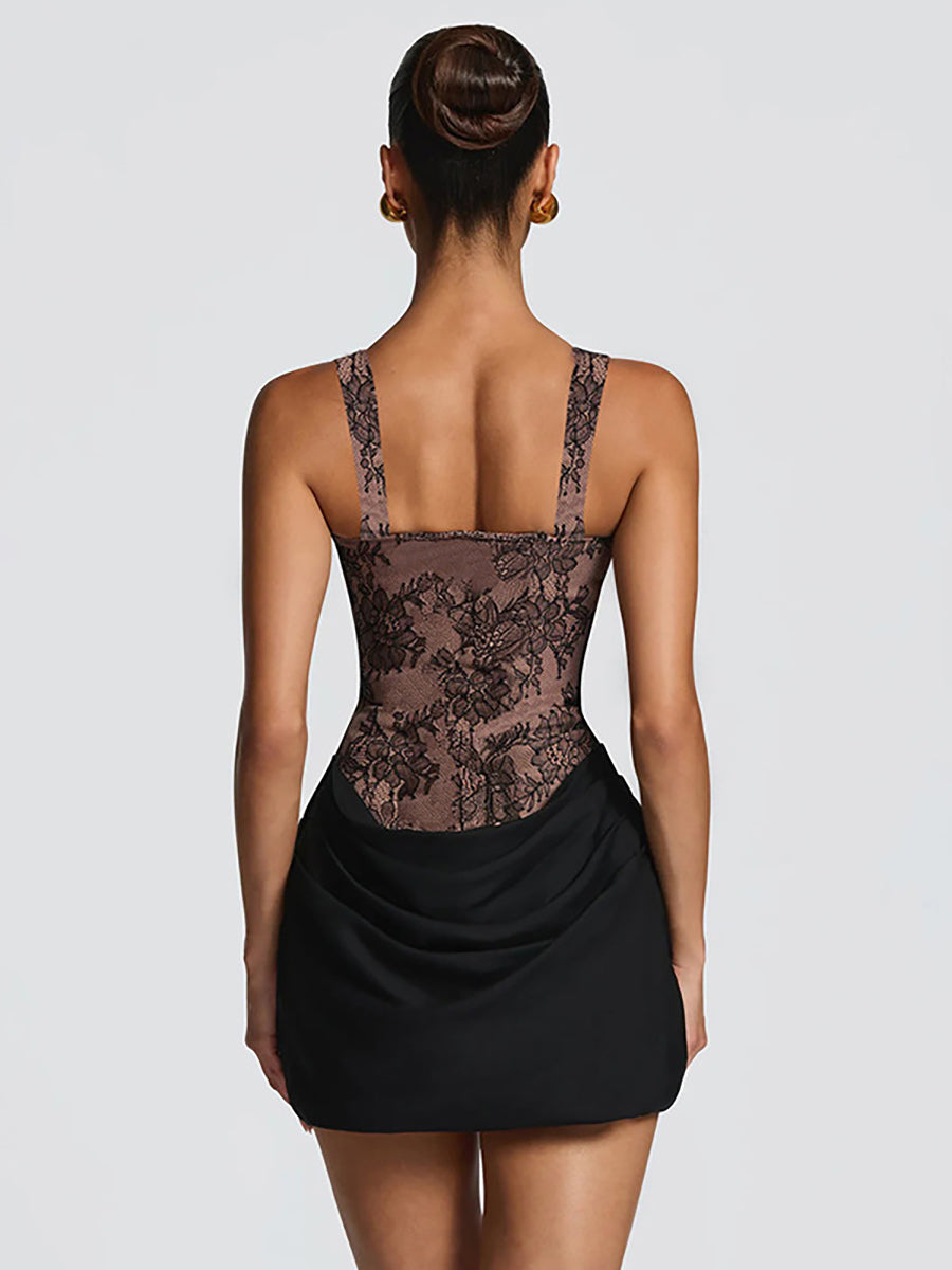 Lace Corset Draped Mini Party Dress XF251342